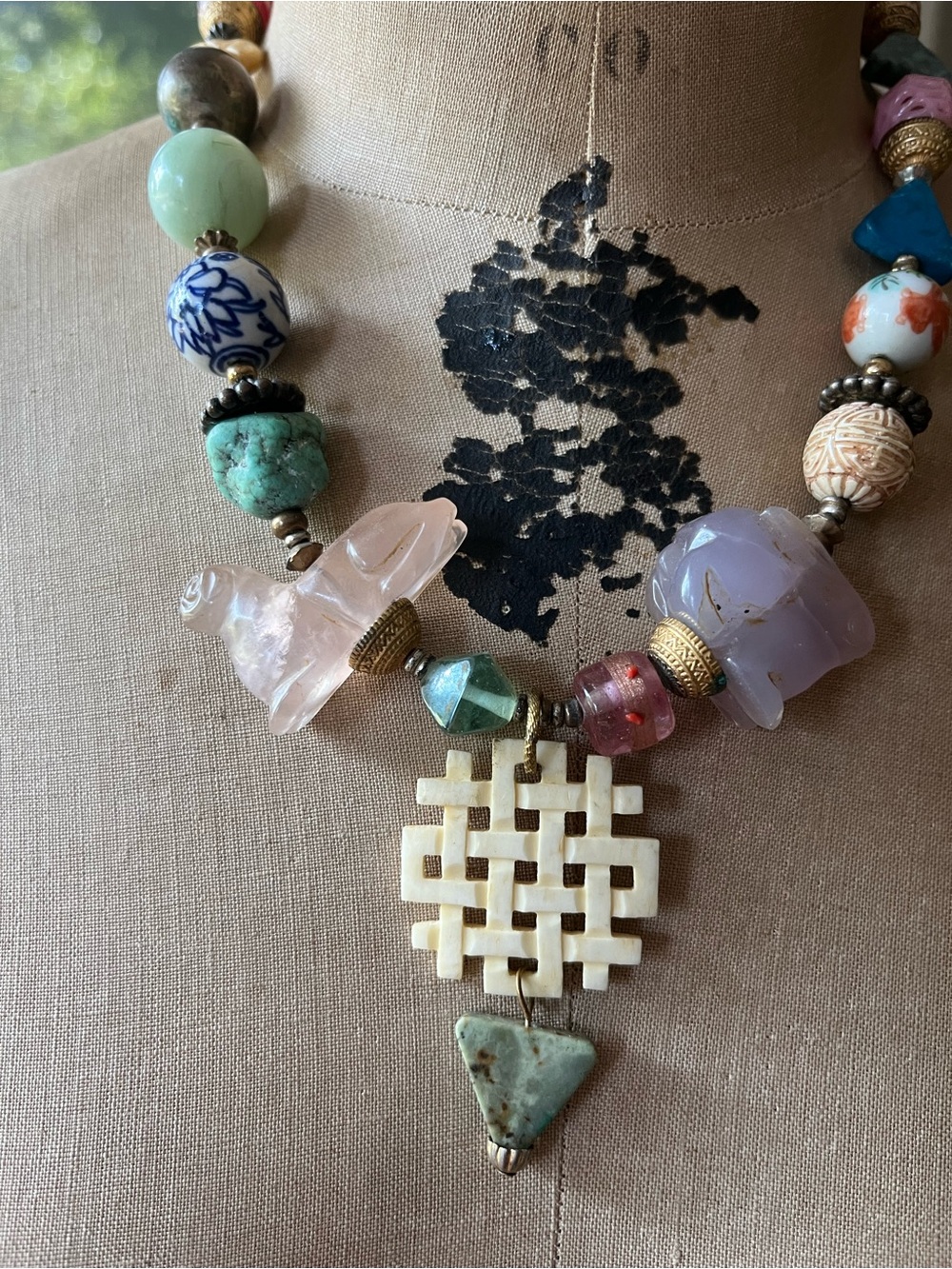 Handcrafted Multicolor Katrina gemstone Statement Necklace